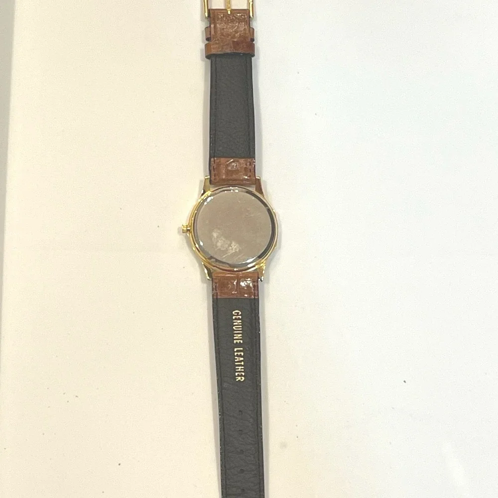 Jameson Irish Whiskey Watch Gold Tone Cream Dial Brown Leather Strap Untested